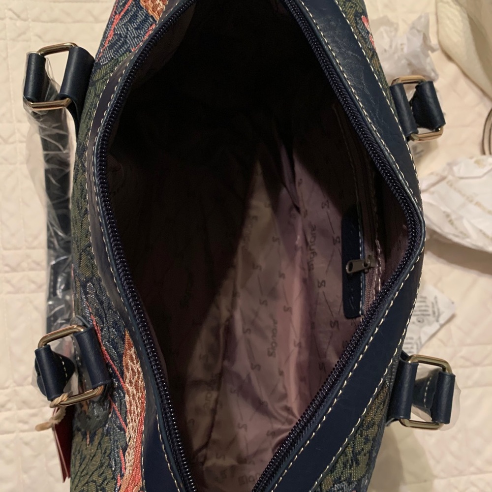 Signare  Strawberry Thief Blue Tapestry Handbag - Picture 8 of 11